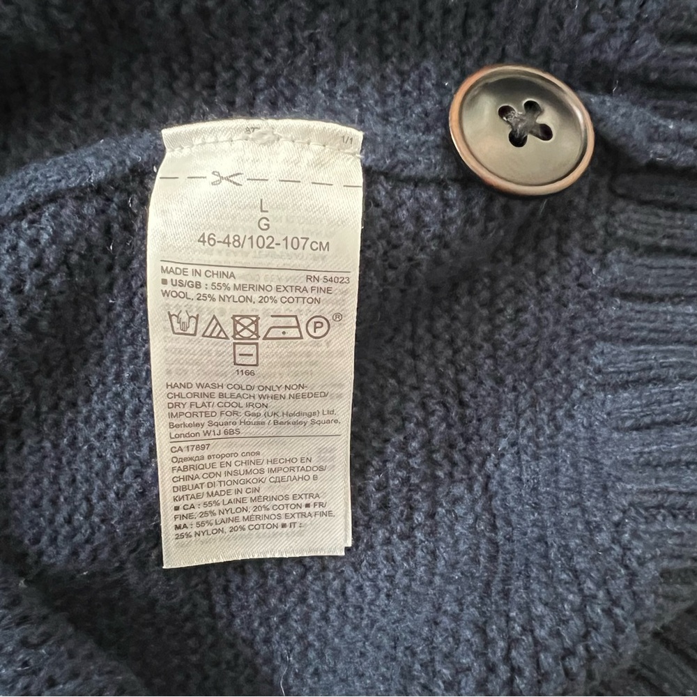 Banana Republic Shawl Collar Cardigan large Wool Cotton heavy - Picture 6 of 9